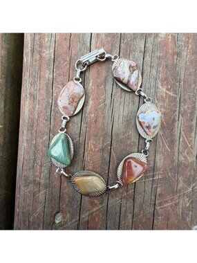 Handcrafted Silver & Multi-Stone Bracelet